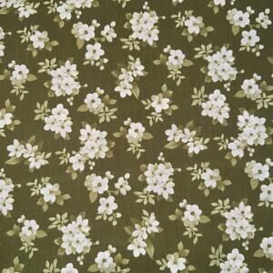 White Floral on Green Camellia by Jackie Robinson for Benartex Fabric - 1/2 YD